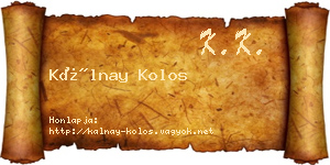 Kálnay Kolos névjegykártya